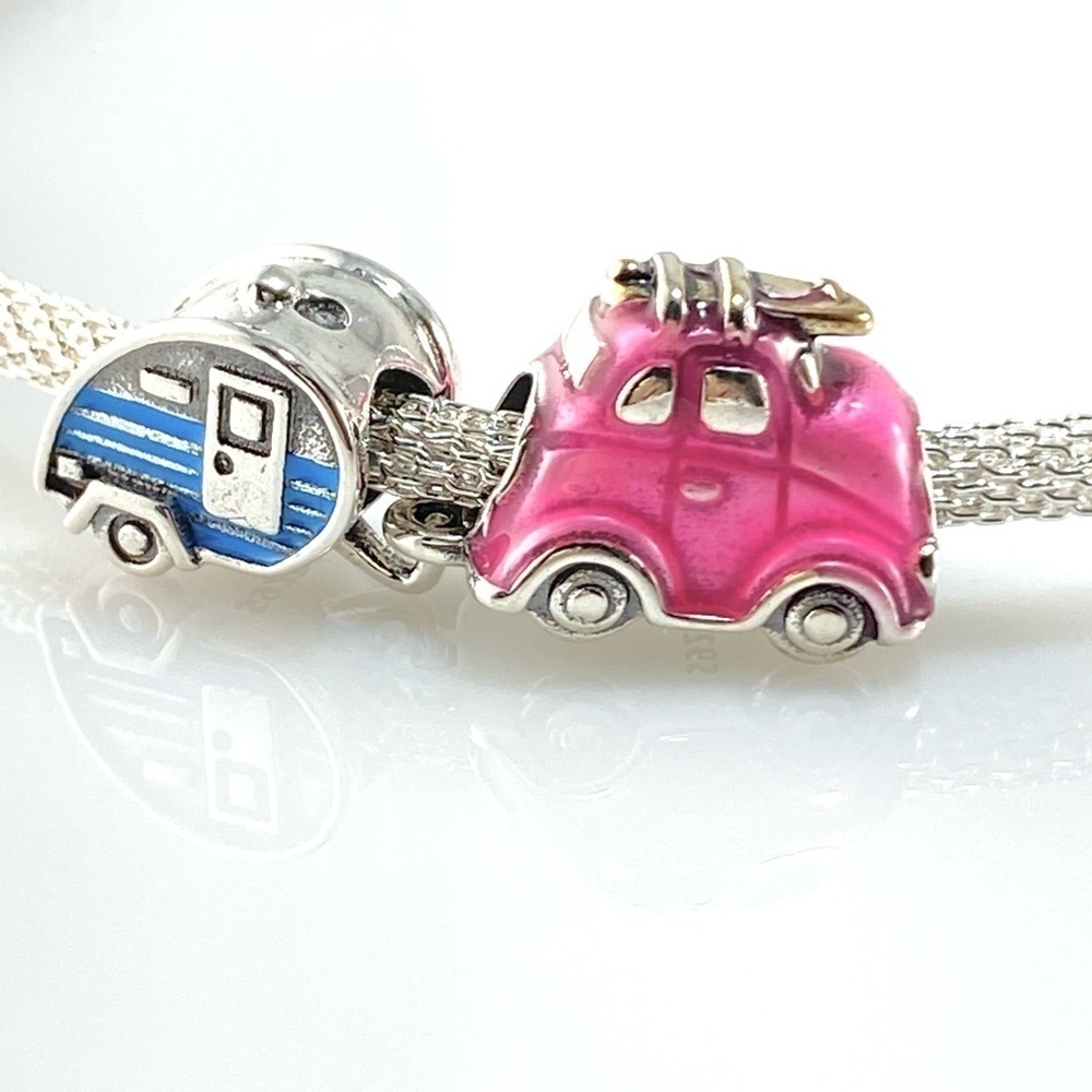 Sterling Silver Car & Trailer Charm Set